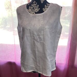 Spring Breeze Italian White Linen Tank Top Woman's Size Large L EUC Layer Basic